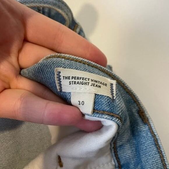 Madewell The Perfect Vintage Straight Jean in Danby Wash: Knee Rip Edition Sz 30 - Picture 8 of 15